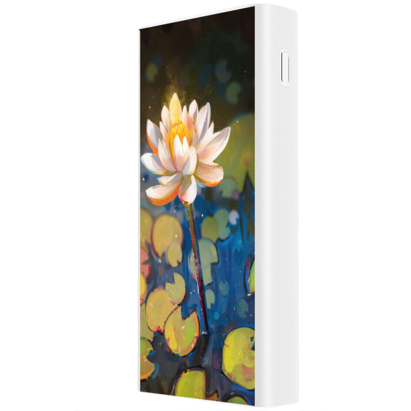 Xiaomi Mi Power Bank 3 20000mAh (PLM18ZM) Белый с принтом Waterlily