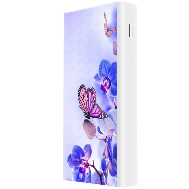 Xiaomi Mi Power Bank 3 20000mAh (PLM18ZM) Белый с принтом Orchids and Butterflies