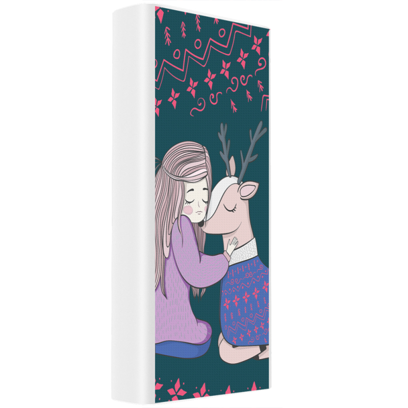 Xiaomi Mi Power Bank 3 20000mAh (PLM18ZM) Белый с принтом Girl and deer