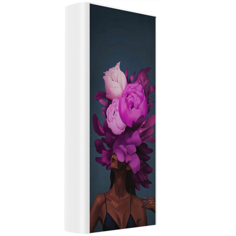 Xiaomi Mi Power Bank 3 20000mAh (PLM18ZM) Белый с принтом Exquisite Purple Flowers