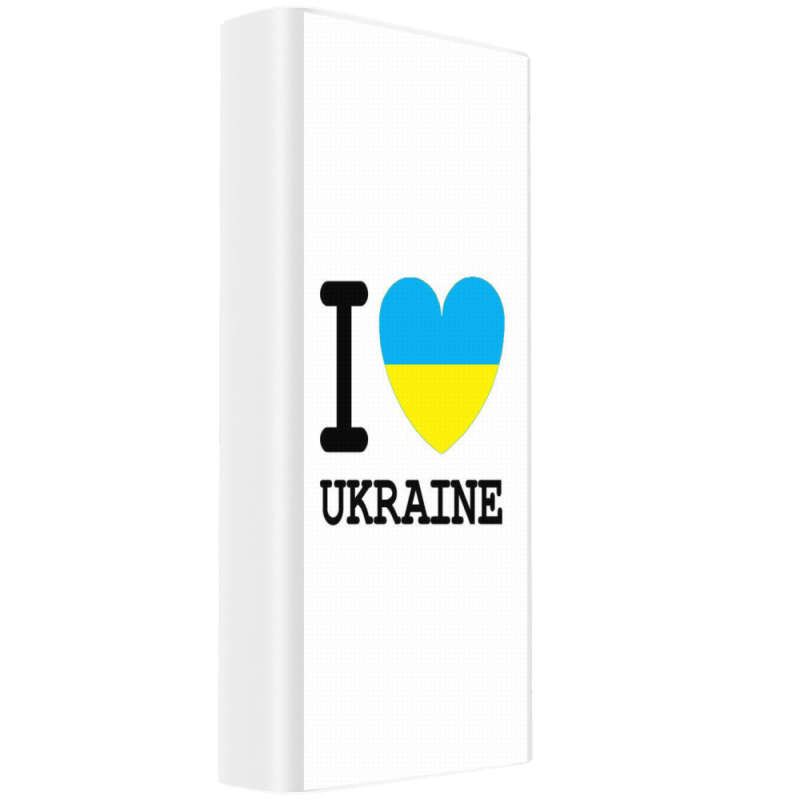 Xiaomi Mi Power Bank 3 20000mAh (PLM18ZM) Белый с принтом I love Ukraine