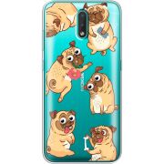 Прозрачный чехол BoxFace Nokia 2.3 с 3D-глазками Pug