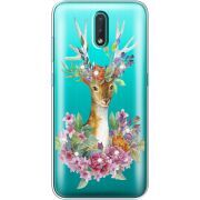 Чехол со стразами Nokia 2.3 Deer with flowers