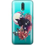 Чехол со стразами Nokia 2.3 Cat in Flowers