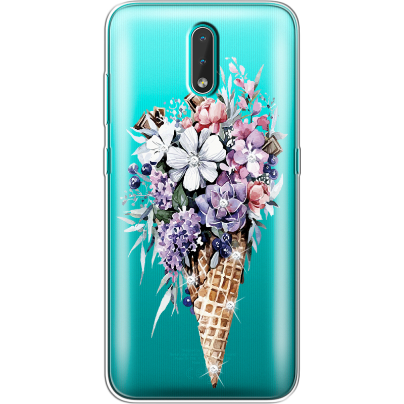 Чехол со стразами Nokia 2.3 Ice Cream Flowers