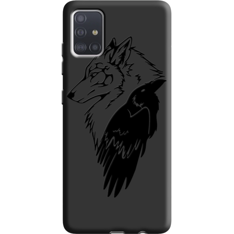 Черный чехол BoxFace Samsung A515 Galaxy A51 Wolf and Raven