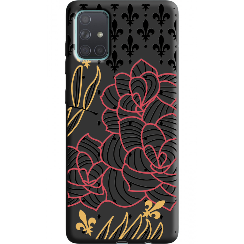 Черный чехол BoxFace Samsung A715 Galaxy A71 FranceFlowers