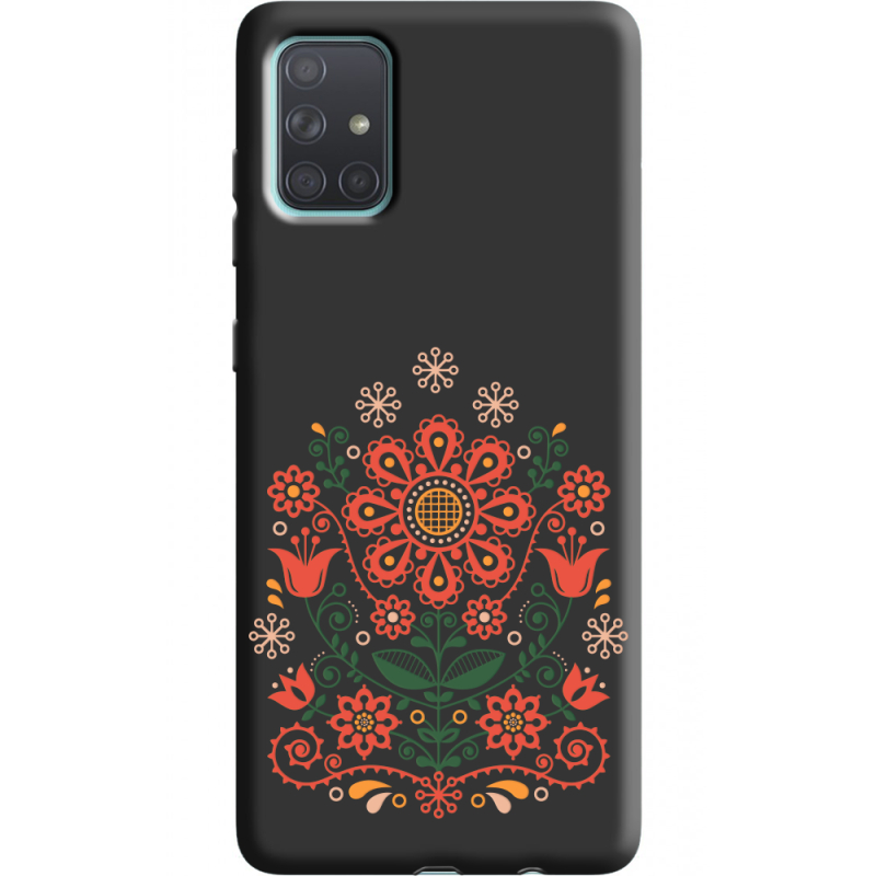 Черный чехол BoxFace Samsung A715 Galaxy A71 Ukrainian Ornament