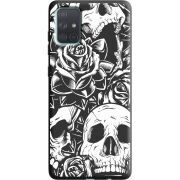 Черный чехол BoxFace Samsung A715 Galaxy A71 Skull and Roses