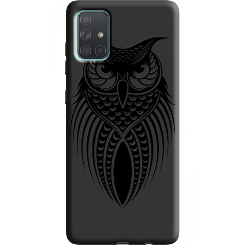 Черный чехол BoxFace Samsung A715 Galaxy A71 Owl