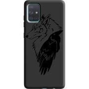 Черный чехол BoxFace Samsung A715 Galaxy A71 Wolf and Raven