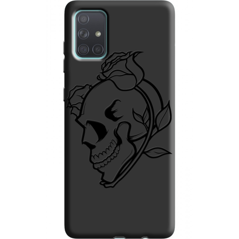 Черный чехол BoxFace Samsung A715 Galaxy A71 Skull and Roses