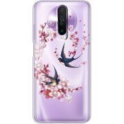 Чехол со стразами Xiaomi Poco X2 Swallows and Bloom