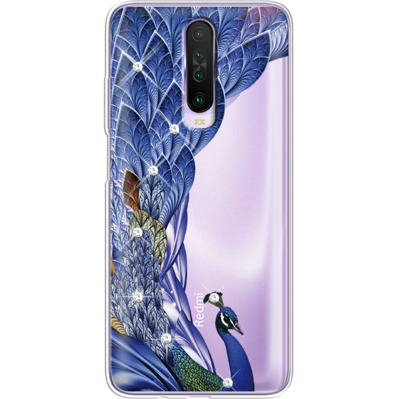 Чехол со стразами Xiaomi Poco X2 Peafowl