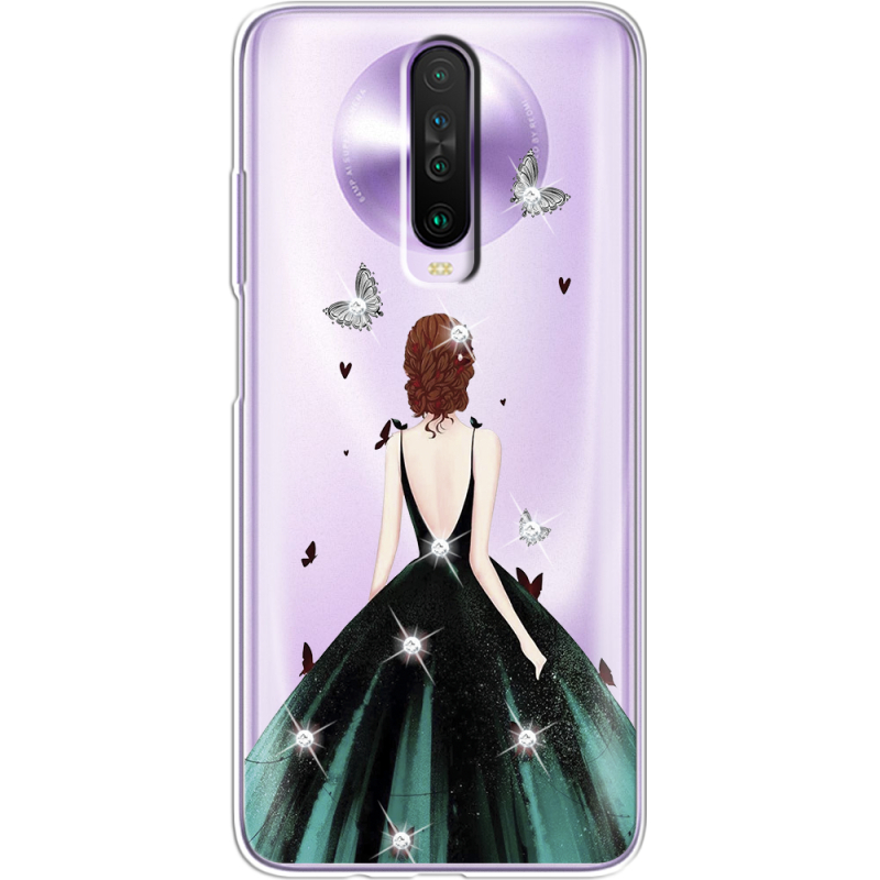 Чехол со стразами Xiaomi Poco X2 Girl in the green dress