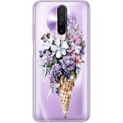 Чехол со стразами Xiaomi Poco X2 Ice Cream Flowers