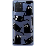 Прозрачный чехол BoxFace Samsung G770 Galaxy S10 Lite с 3D-глазками Black Kitty