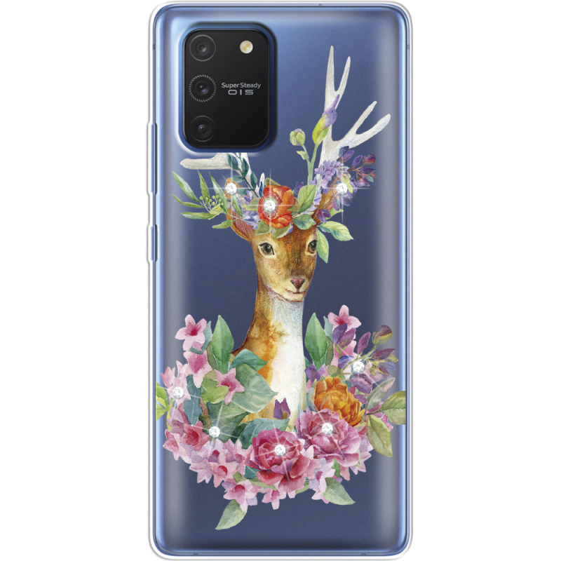 Чехол со стразами Samsung G770 Galaxy S10 Lite Deer with flowers