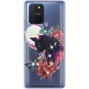 Чехол со стразами Samsung G770 Galaxy S10 Lite Cat in Flowers