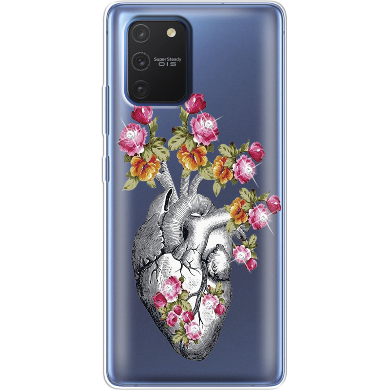 Чехол со стразами Samsung G770 Galaxy S10 Lite Heart