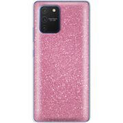 Чехол с блёстками Samsung G770 Galaxy S10 Lite Розовый