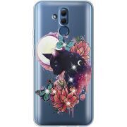 Чехол со стразами Huawei Mate 20 Lite Cat in Flowers