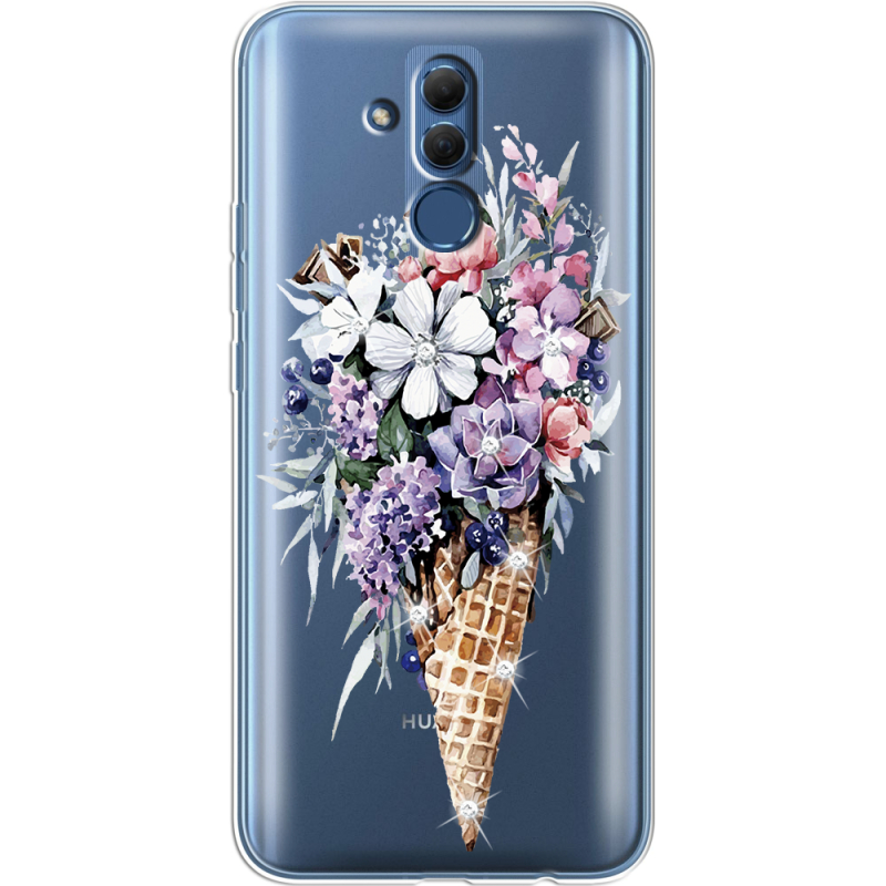 Чехол со стразами Huawei Mate 20 Lite Ice Cream Flowers
