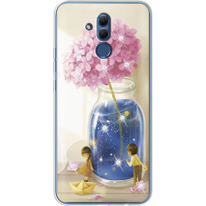 Чехол со стразами Huawei Mate 20 Lite Little Boy and Girl