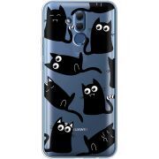 Прозрачный чехол BoxFace Huawei Mate 20 Lite с 3D-глазками Black Kitty