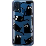 Прозрачный чехол BoxFace Samsung M315 Galaxy M31 с 3D-глазками Black Kitty