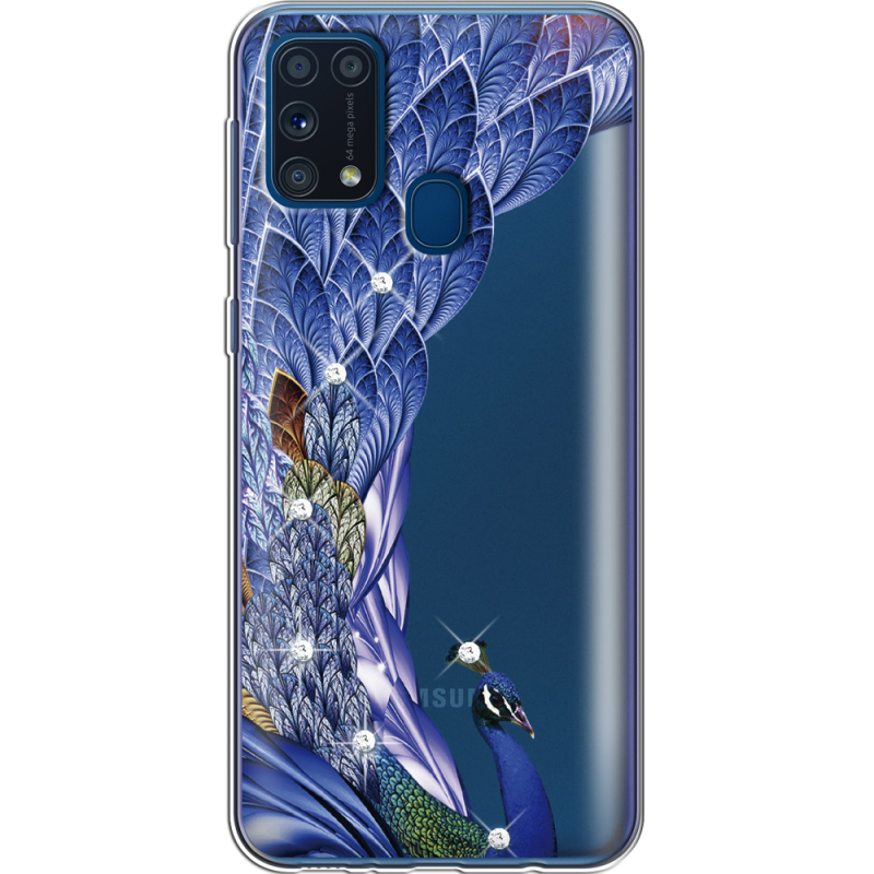 Чехол со стразами Samsung M315 Galaxy M31 Peafowl