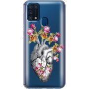 Чехол со стразами Samsung M315 Galaxy M31 Heart