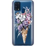 Чехол со стразами Samsung M315 Galaxy M31 Ice Cream Flowers