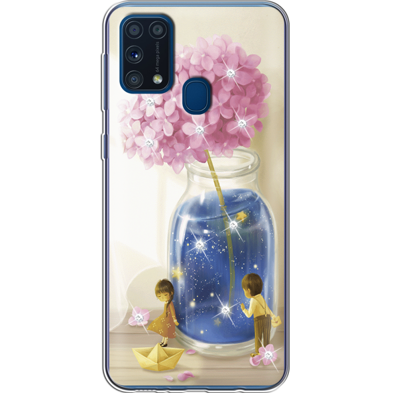 Чехол со стразами Samsung M315 Galaxy M31 Little Boy and Girl