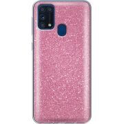 Чехол с блёстками Samsung M315 Galaxy M31 Розовый