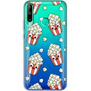 Прозрачный чехол BoxFace Huawei P40 Lite E с 3D-глазками Popcorn