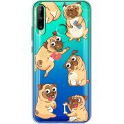 Прозрачный чехол BoxFace Huawei P40 Lite E с 3D-глазками Pug