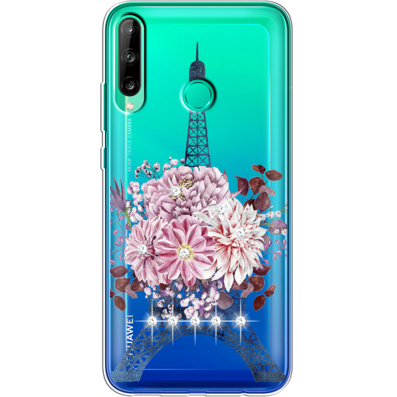 Чехол со стразами Huawei P40 Lite E Eiffel Tower