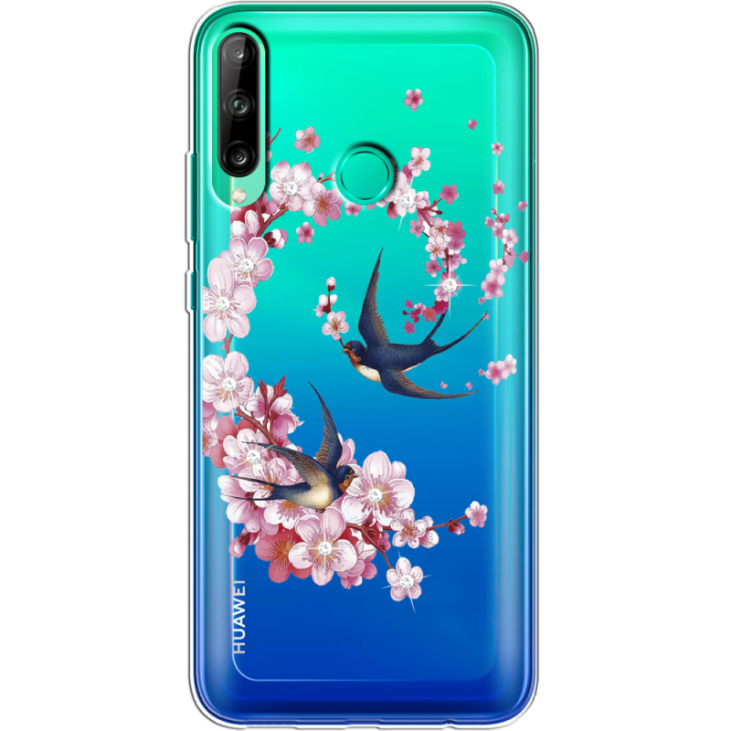 Чехол со стразами Huawei P40 Lite E Swallows and Bloom