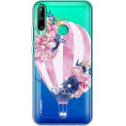 Чехол со стразами Huawei P40 Lite E Pink Air Baloon