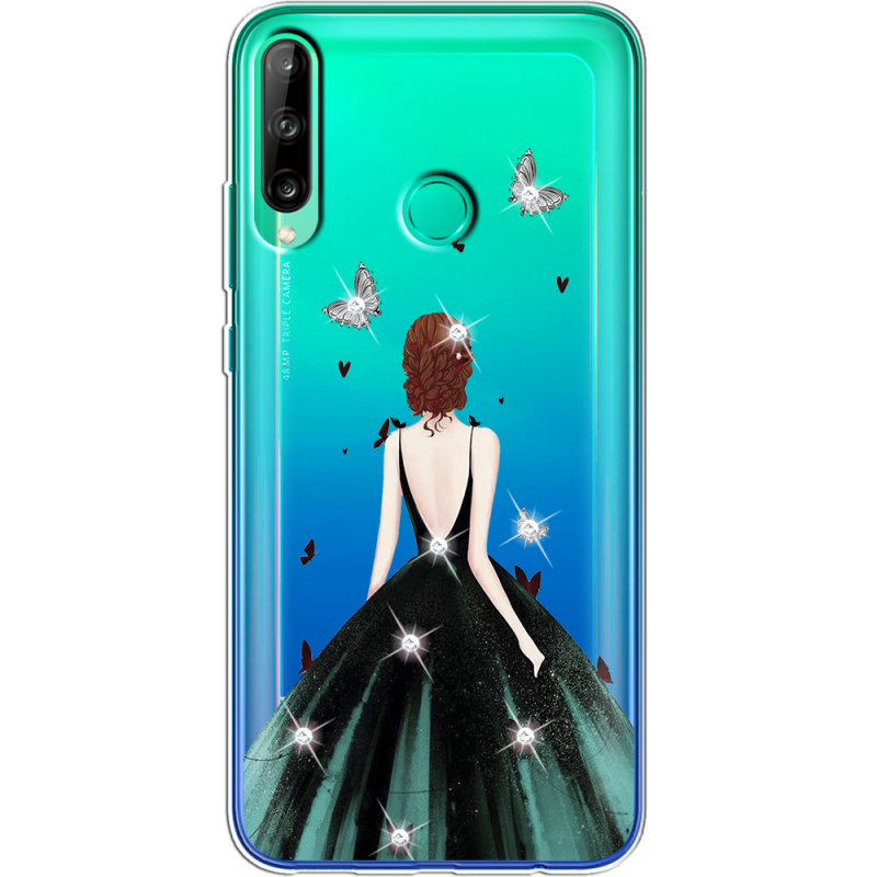 Чехол со стразами Huawei P40 Lite E Girl in the green dress