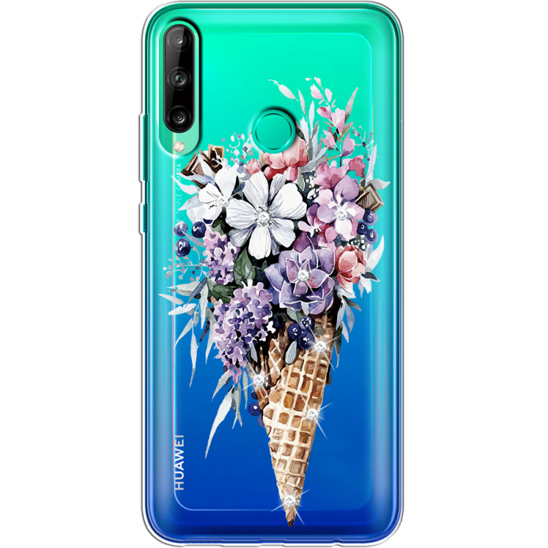 Чехол со стразами Huawei P40 Lite E Ice Cream Flowers