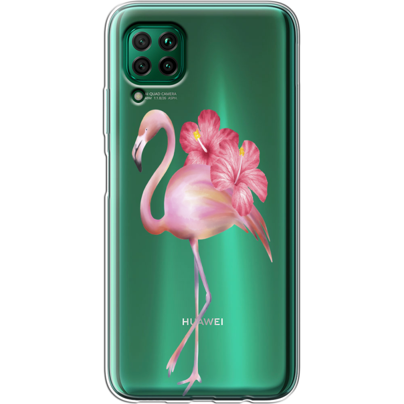 Прозрачный чехол BoxFace Huawei P40 Lite Floral Flamingo