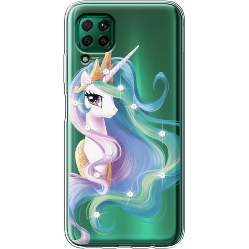 Чехол со стразами Huawei P40 Lite Unicorn Queen