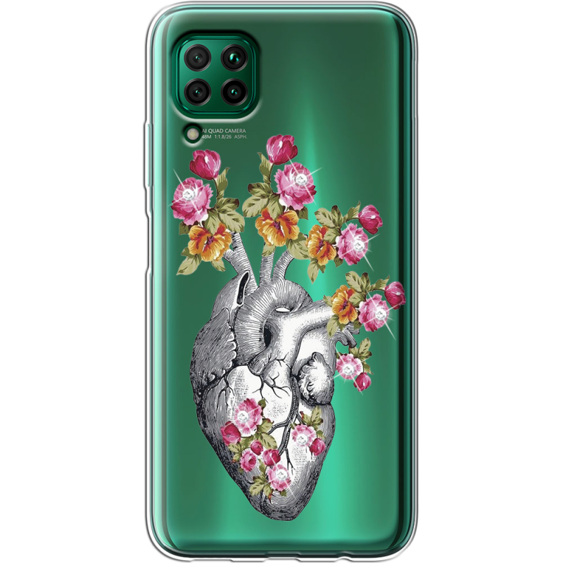 Чехол со стразами Huawei P40 Lite Heart