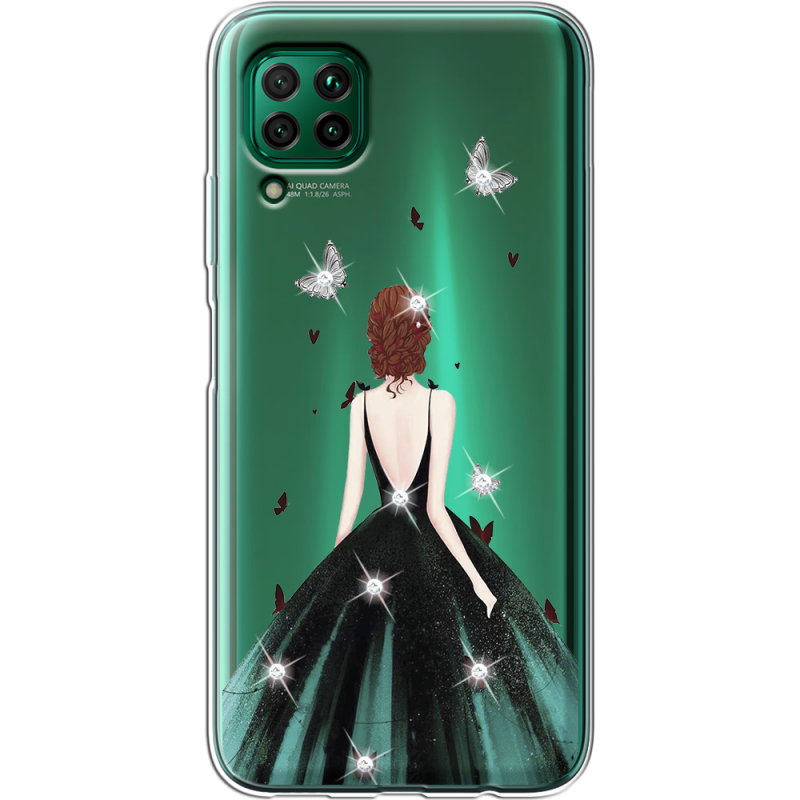 Чехол со стразами Huawei P40 Lite Girl in the green dress