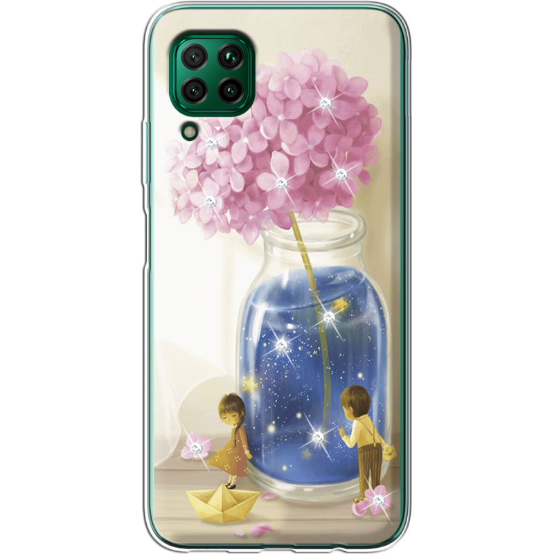 Чехол со стразами Huawei P40 Lite Little Boy and Girl
