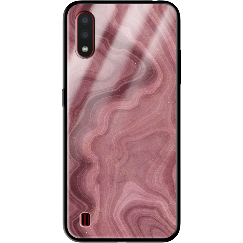 Защитный чехол BoxFace Glossy Panel Samsung A015 Galaxy A01 DarkRed Marble