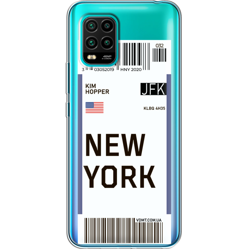 Прозрачный чехол BoxFace Xiaomi Mi 10 Lite Ticket New York