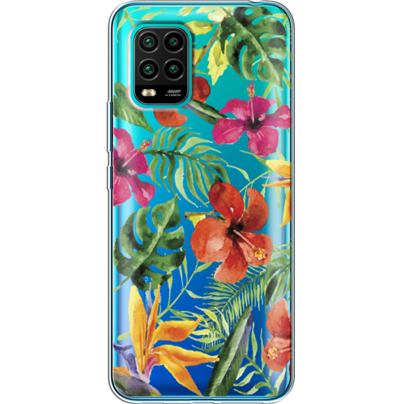 Прозрачный чехол BoxFace Xiaomi Mi 10 Lite Tropical Flowers